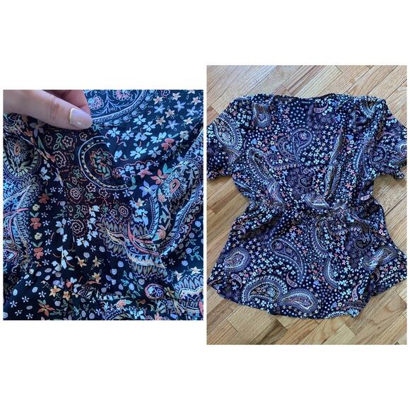 Torrid peplum style blouse with cinch waist and cross over front chest - Picture 1 of 8